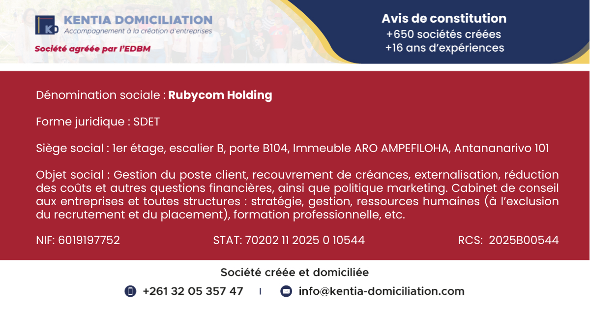 RUBYCOM HOLDING